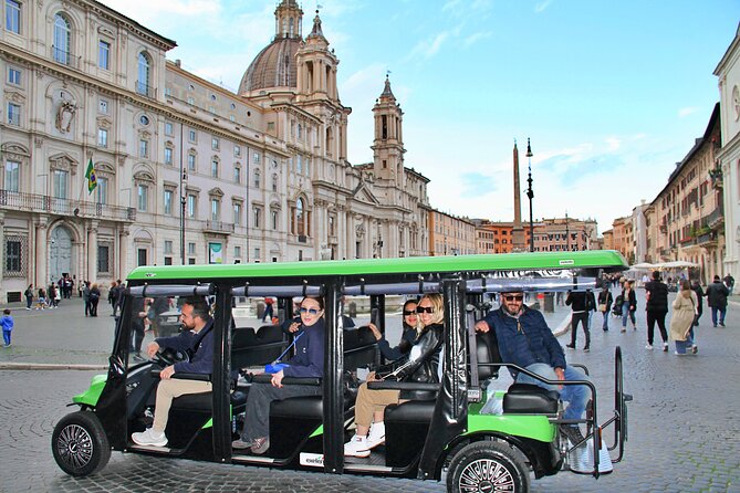 Highlights of Rome: Golf Cart Tour with Artisanal Gelato Tasting - Seven travelers, multiple start times, English guidance