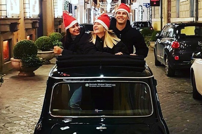 NIGHT TOUR THINK BIG, GO MINI! Rome in Mini Cooper Classic Cabrio - Trastevere at night plus Largo Argentina: neighborhoods and ancient drama
