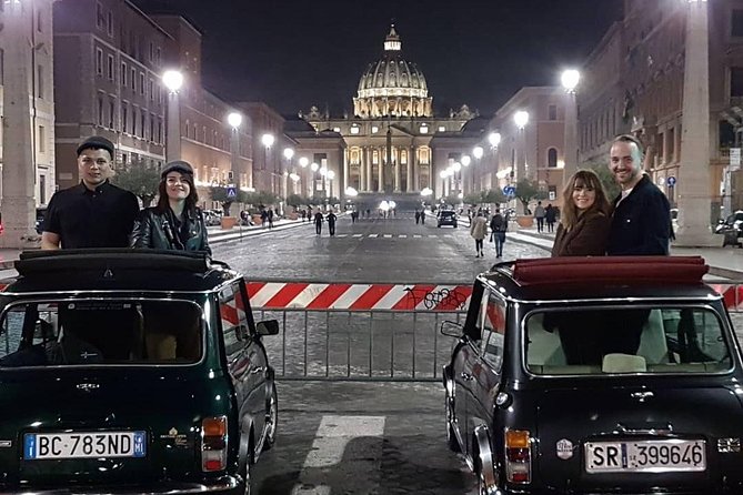 NIGHT TOUR THINK BIG, GO MINI! Rome in Mini Cooper Classic Cabrio - Price and what you are really paying for (private transport, not just a walking tour)