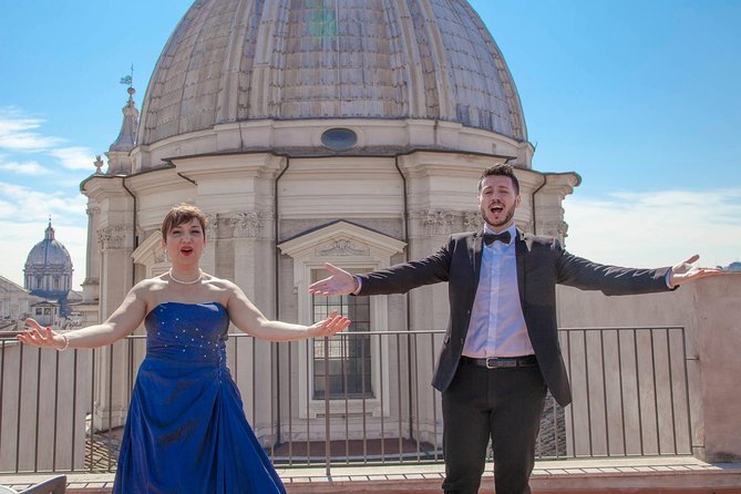Open Air Opera Concert with Terrace aperitivo over Navona square - The aperitivo setup: wine, nonalcoholic drinks, and Italian snacks