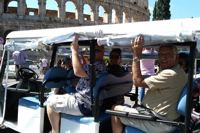 Private Evening Golf Cart Tour of Rome with Aperitivo - Colosseum area at night: outside views with maximum atmosphere