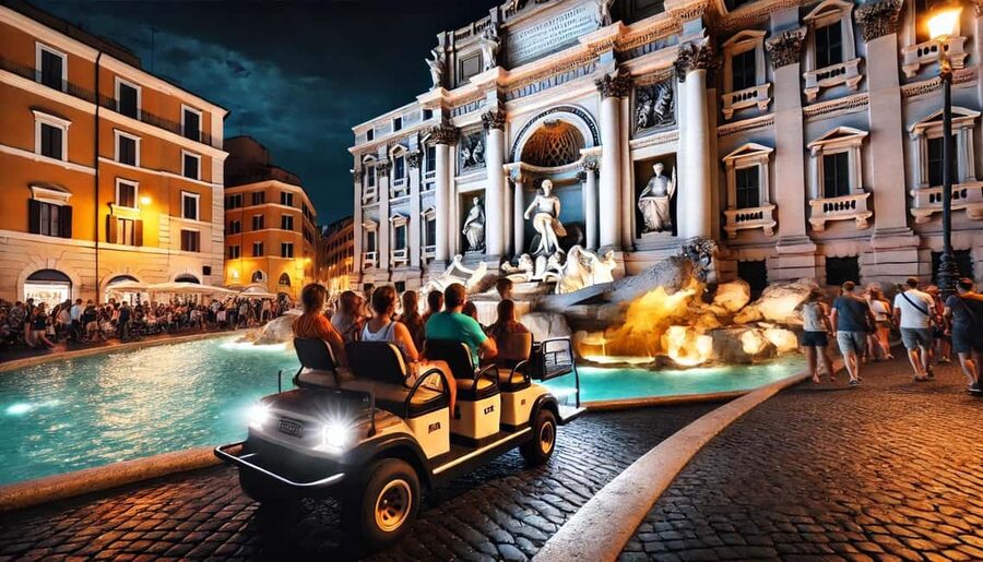 Roma: Golf Cart Night Pick up Tour - The 2-Hour Night Plan, Colosseum to Piazza Navona