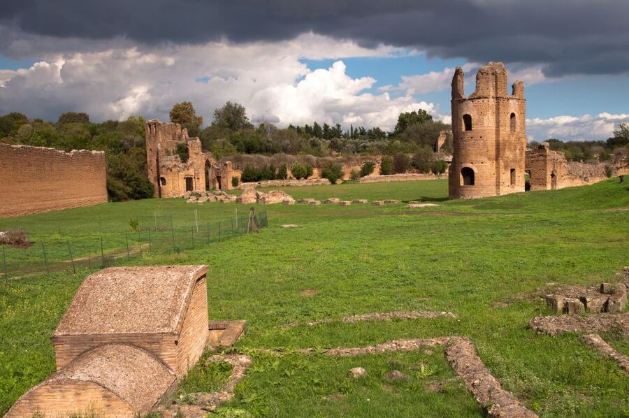 Rome: Catacombs Guided Tour with Transfer - Piazza Ara Coeli pick-up, orange flags, and a scenic open-bus ride