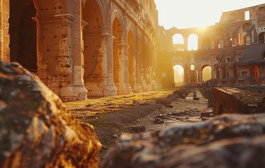 Rome: Golden Hour Expereince at the Colosseum with a Guide - Second level view: aristocracy seating and Ionic columns