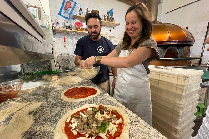 Rome: Neapolitan Pizza Cooking Class in Front of the Vatican - Eating outdoors with wine, after you bake