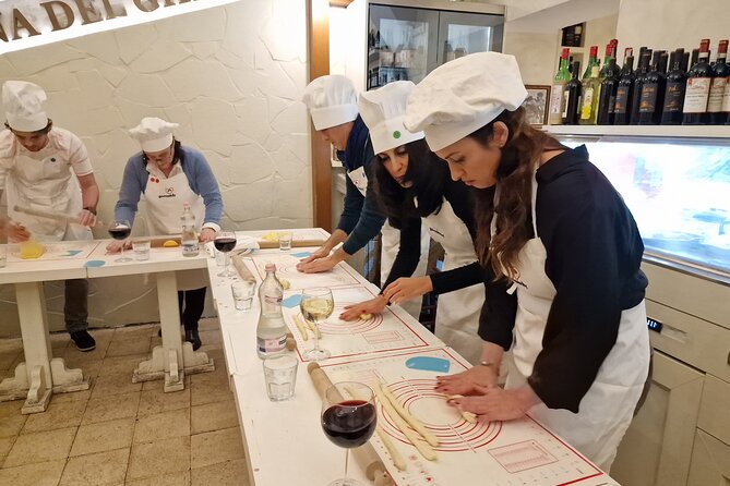 Rome: Pasta Cooking Class, Dinner & Wine in Authentic Restaurant - Sauce lessons: cacio e pepe, amatriciana, and a spicy vegetarian option