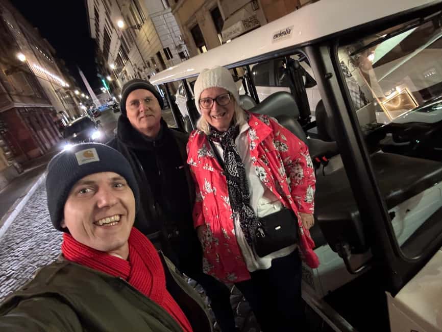 Rome: Private Nighttime Golf Cart Tour with Aperitivo - Piazza Navona, the Fountain of the Four Rivers, and festive sights