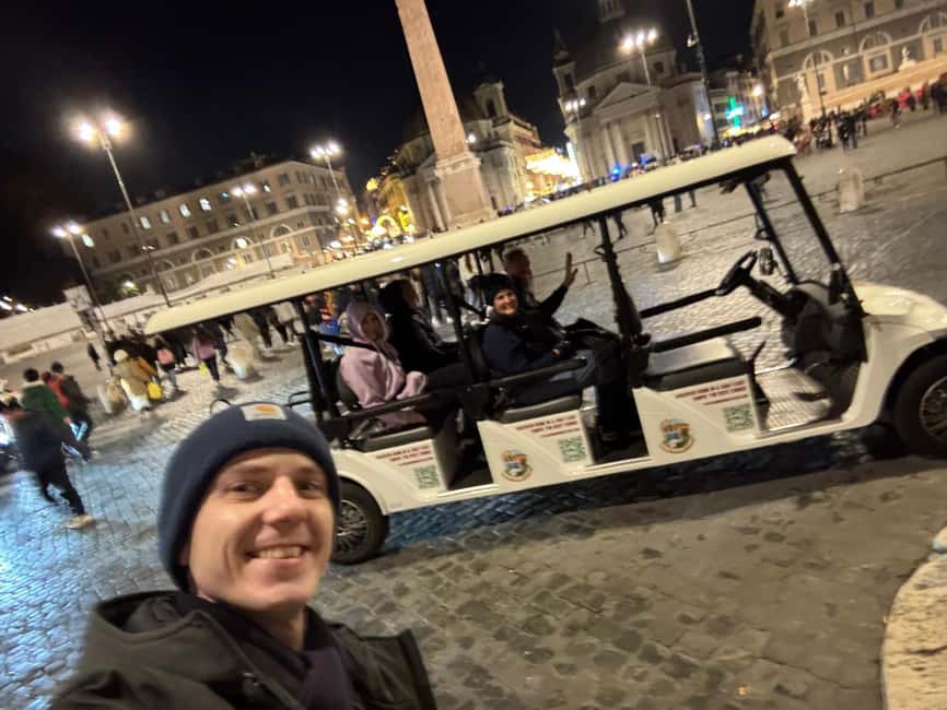 Rome: Private Nighttime Golf Cart Tour with Aperitivo - Aperitivo on board, and what the guide adds after the landmarks