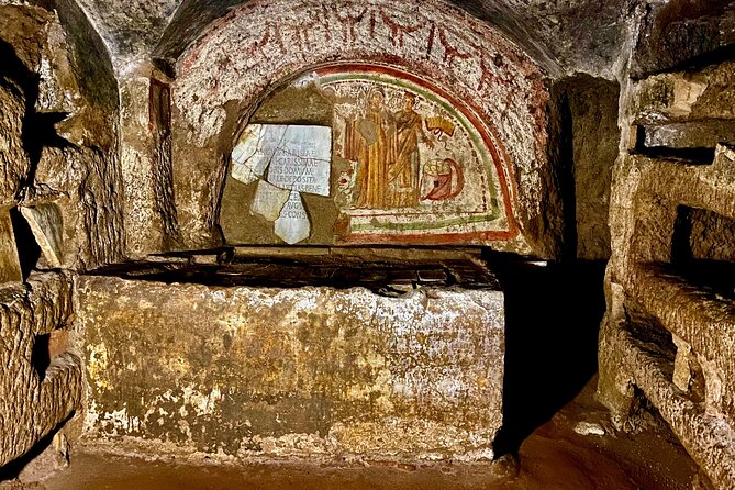 Small Group Express Tour of Roman Catacombs with Transfer - Stop 1: Catacombe di Domitilla, four levels of frescoed belief
