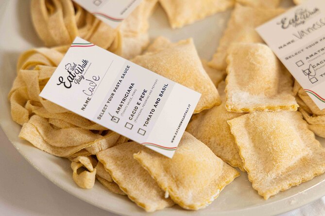 Top Class of Ravioli, Fettuccine and Tiramisu Workshop in Rome - Wine, water, and your meal right after cooking